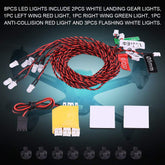 RC Flashing Light, 8 LED Lighting System Kit Simulation Flashing Lights for RC Airplane Helicopter Deformation model